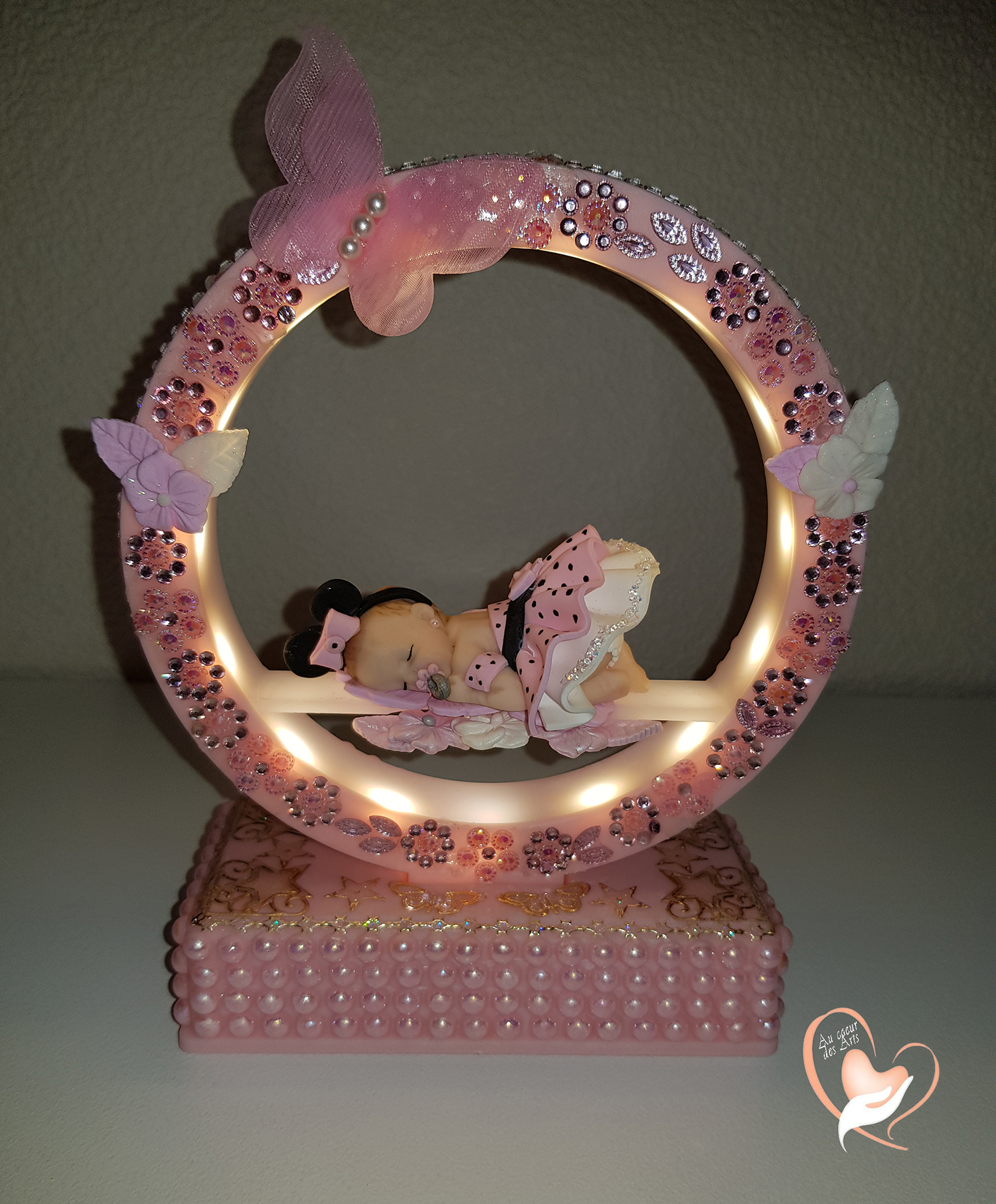 Veilleuse Arche Lumineuse Musicale Bebe Fille Mini Rose Au Cœur Des Arts Enfants Au Coeur Des Arts